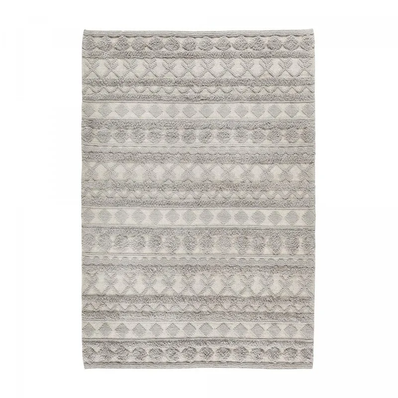 Tapis Gris en Laine Relief 130x190 cm – Royaume du Tapis