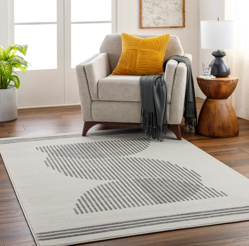 Tapis Scandinave Moderne Blanc/Gris Kobe