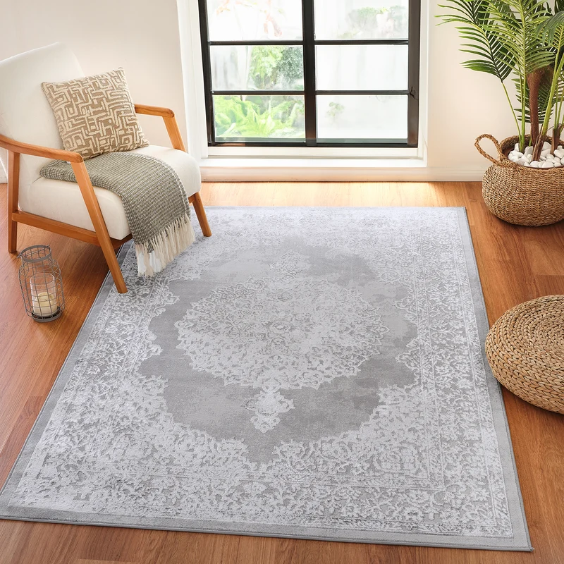 Tapis Vintage Oriental Blanc/Gris Lockport