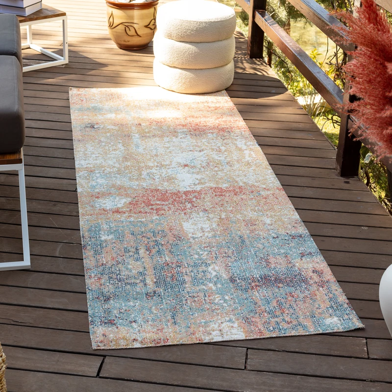 Tapis d'Extérieur/Intérieur Rouge/Bleu Mijek