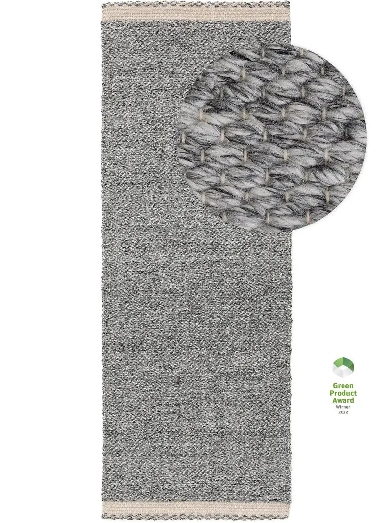 Tapis scandinave tressé de couloir gris 70x200 cm