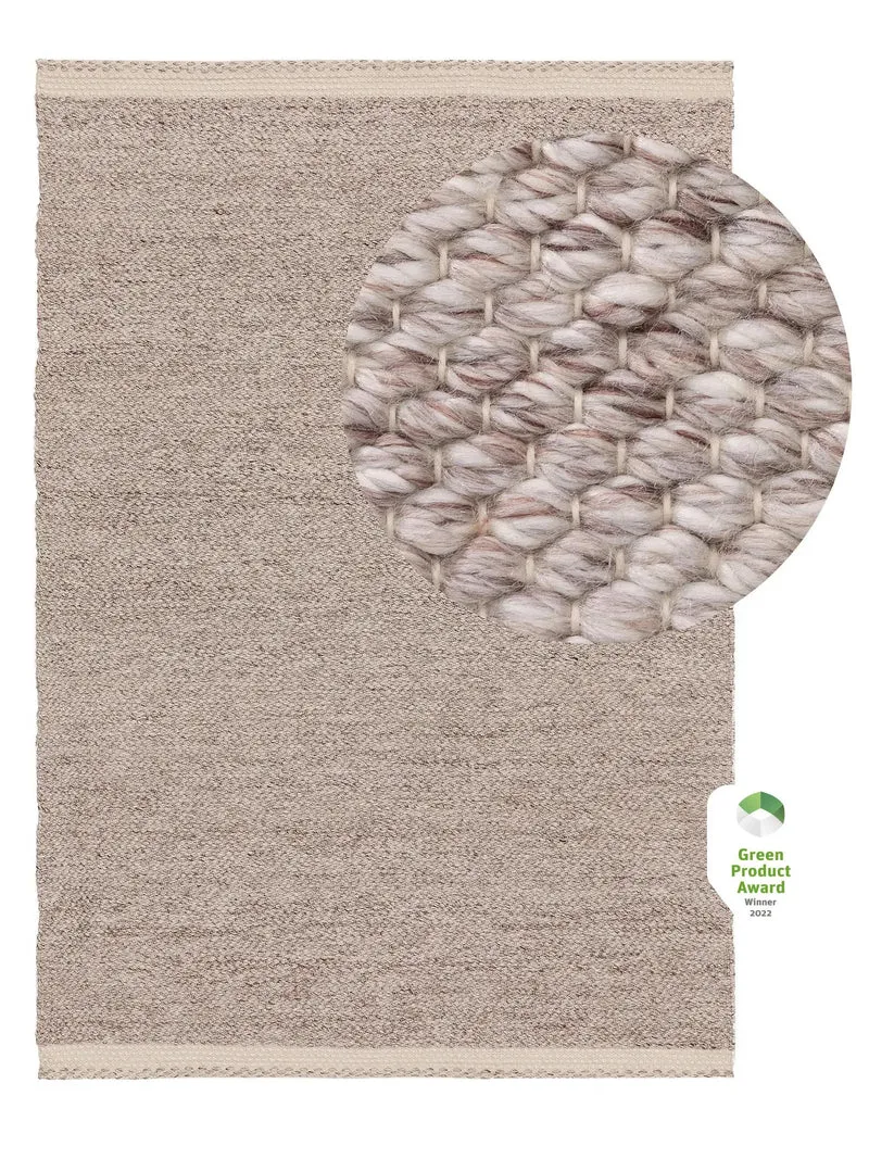 Tapis scandinave tressé crème et taupe 80x150 cm