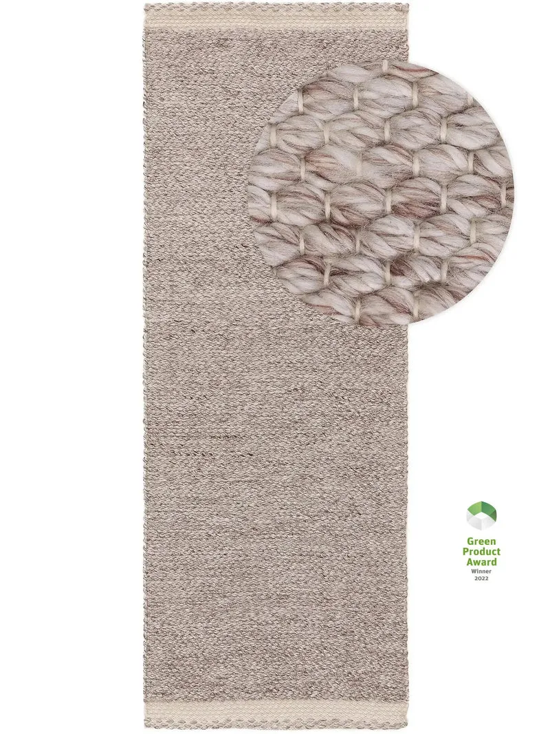 Tapis scandinave tressé de couloir crème et taupe 70x200 cm