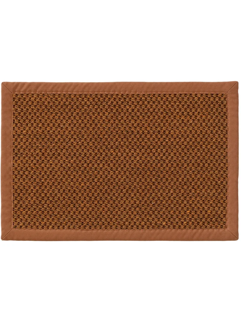 Paillasson scandinave uni tressé orange rouille en sisal 60x90 cm