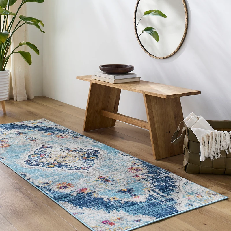 Tapis de Couloir Vintage Oriental Multicolore/Bleu Aden