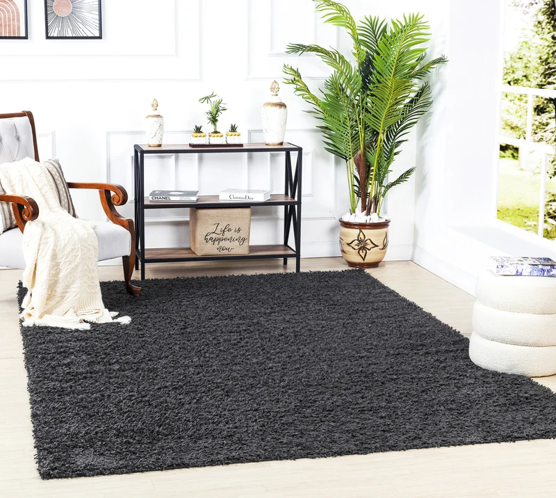 Tapis Shaggy Moderne Gris Foncé Boracay