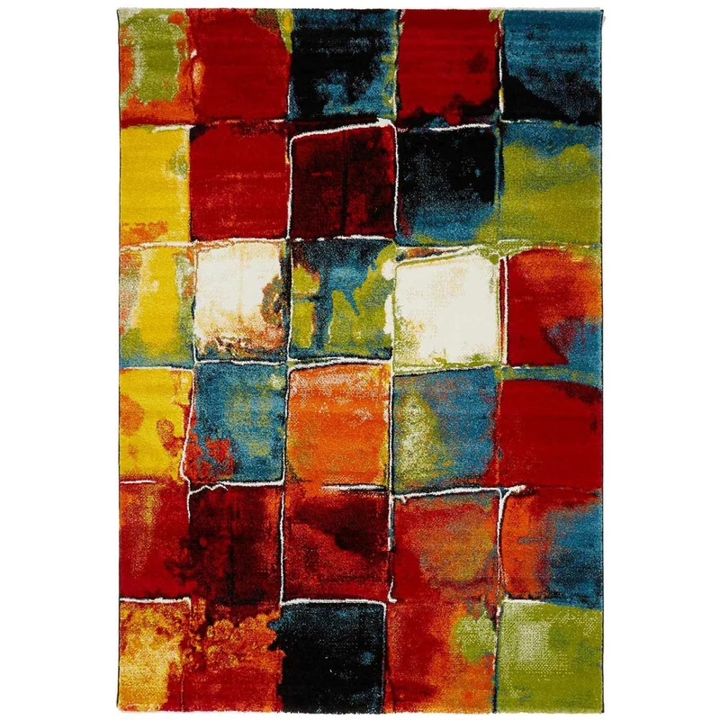 Tapis Multicolore Carré 100x100 cm – Royaume du Tapis