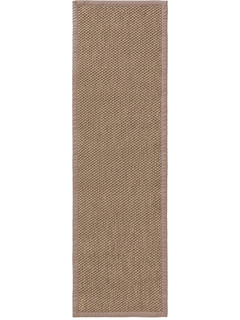 Tapis scandinave uni tressé de couloir marron naturel en sisal 70x240 cm