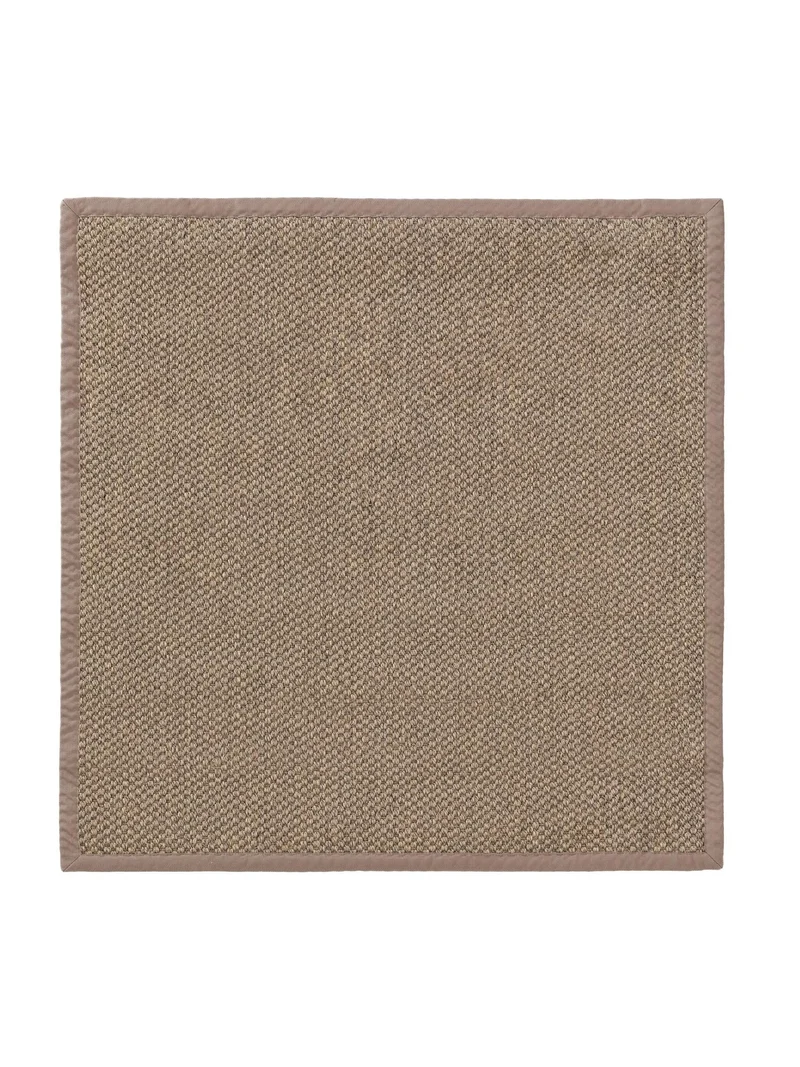 Tapis scandinave uni tressé carré marron naturel en sisal 200x200 cm