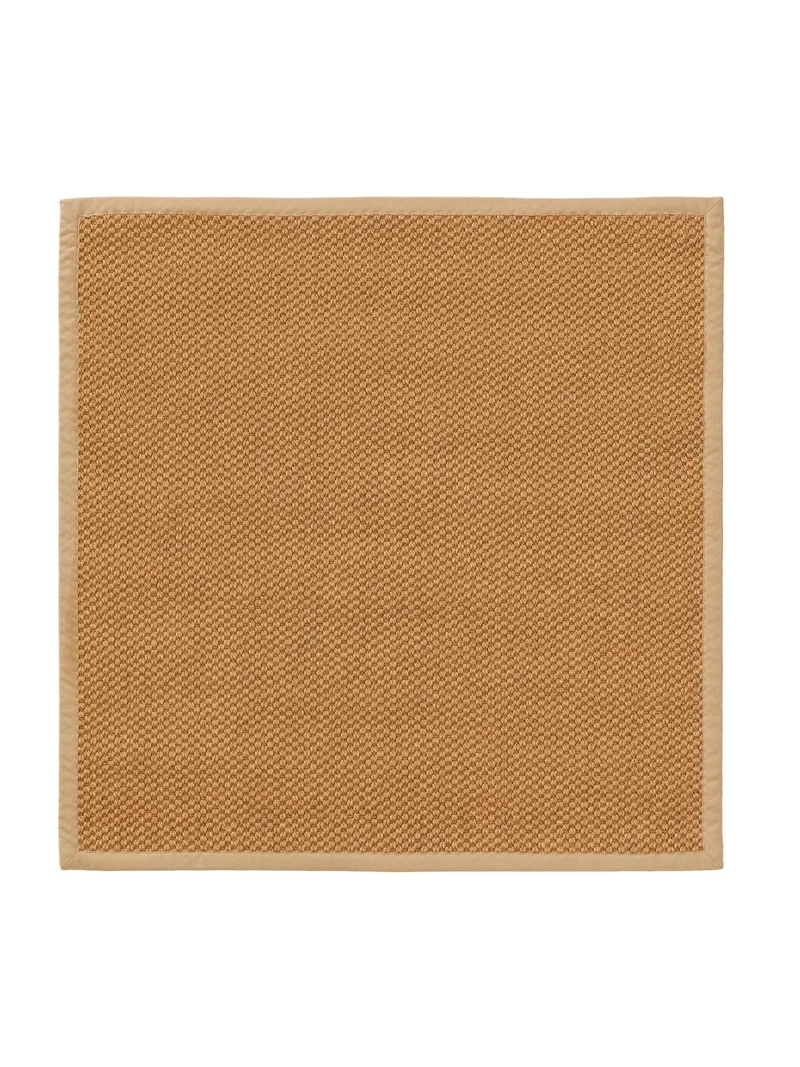 Tapis scandinave uni tressé carré orange en sisal 150x150 cm