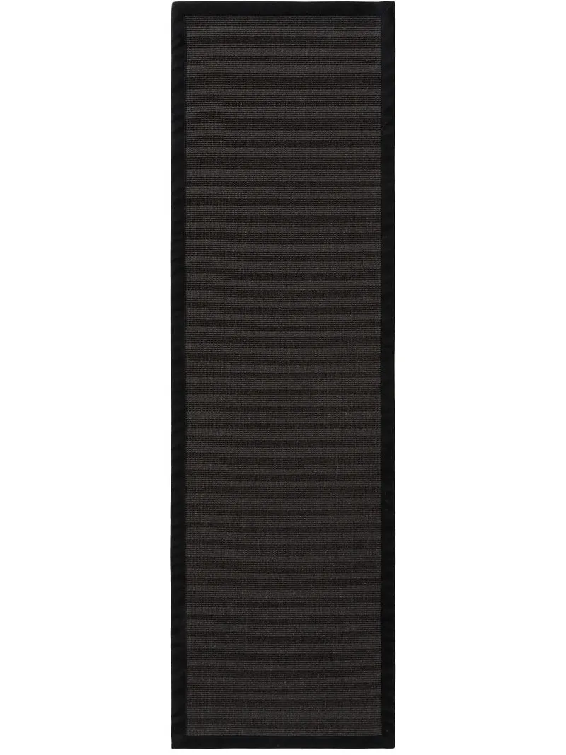 Tapis scandinave de couloir noir en sisal 70x240 cm