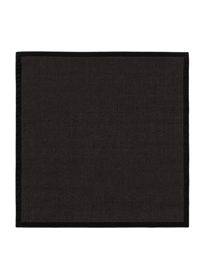 Tapis scandinave carré noir en sisal 200x200 cm