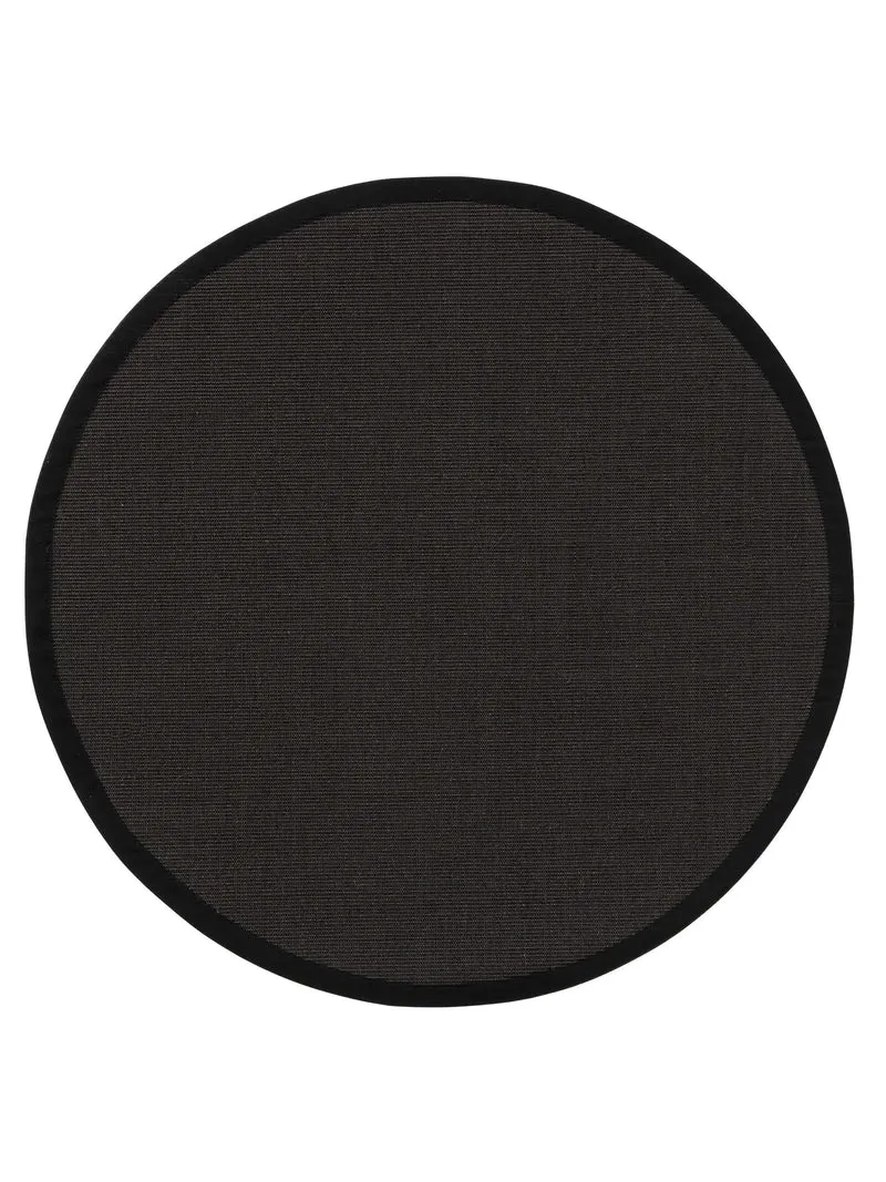 Tapis scandinave rond noir en sisal 150 cm de diamètre