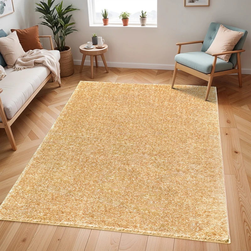 Tapis Shaggy Moderne Jaune Trento