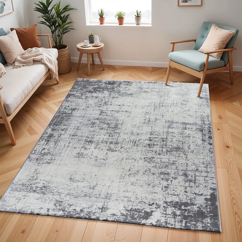 Tapis Abstrait Moderne Wamba Gris/Blanc