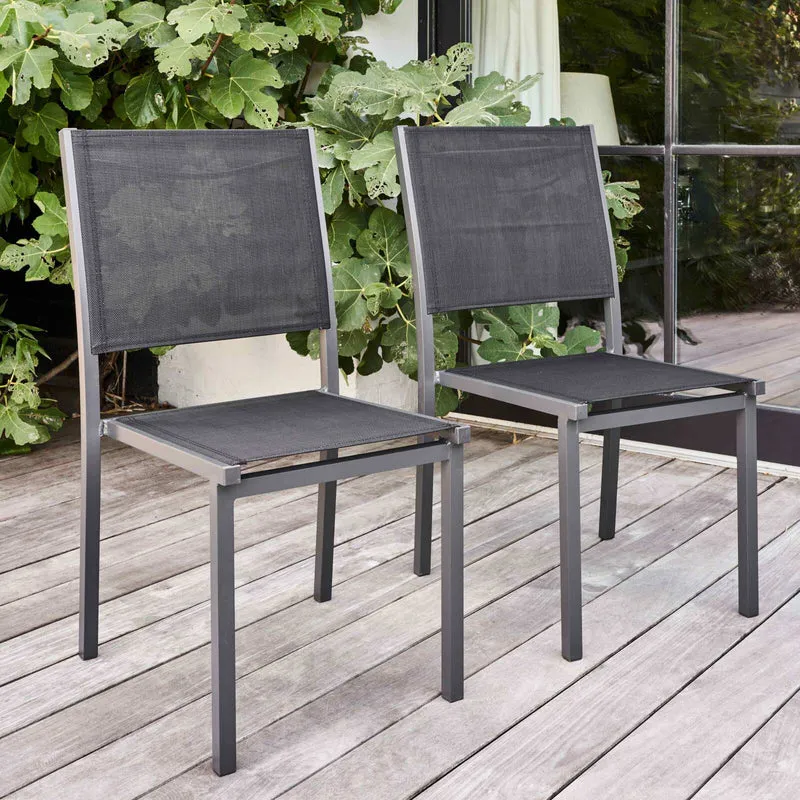 Lot de 4 chaises de jardin en aluminium et textilène-modele AJACCIO Noir