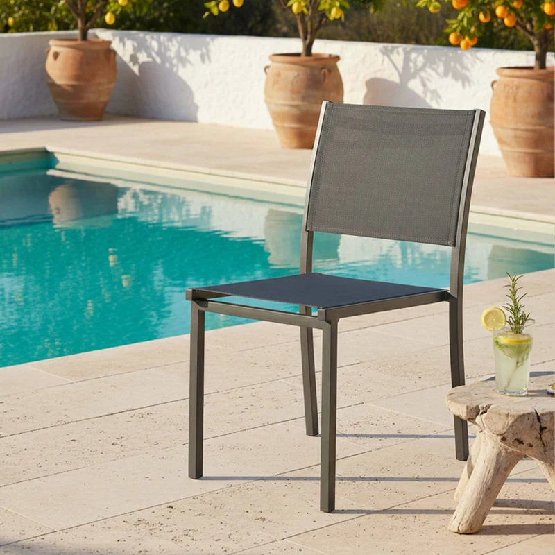 Lot de 4 ou 6 chaises de jardin en aluminium et textilène-modele NICE