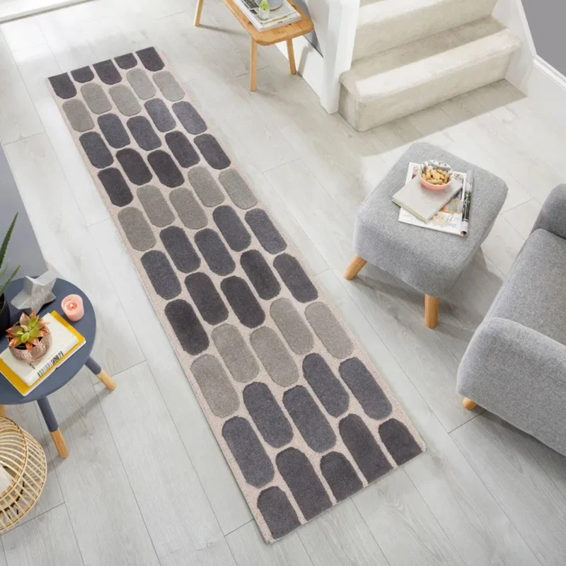 Tapis en laine Fossil gris 60x230cm