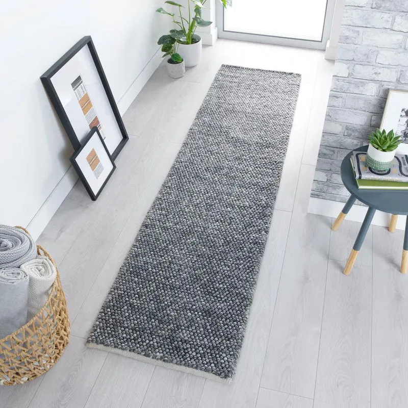 Tapis de couloir laine gris 60x230cm