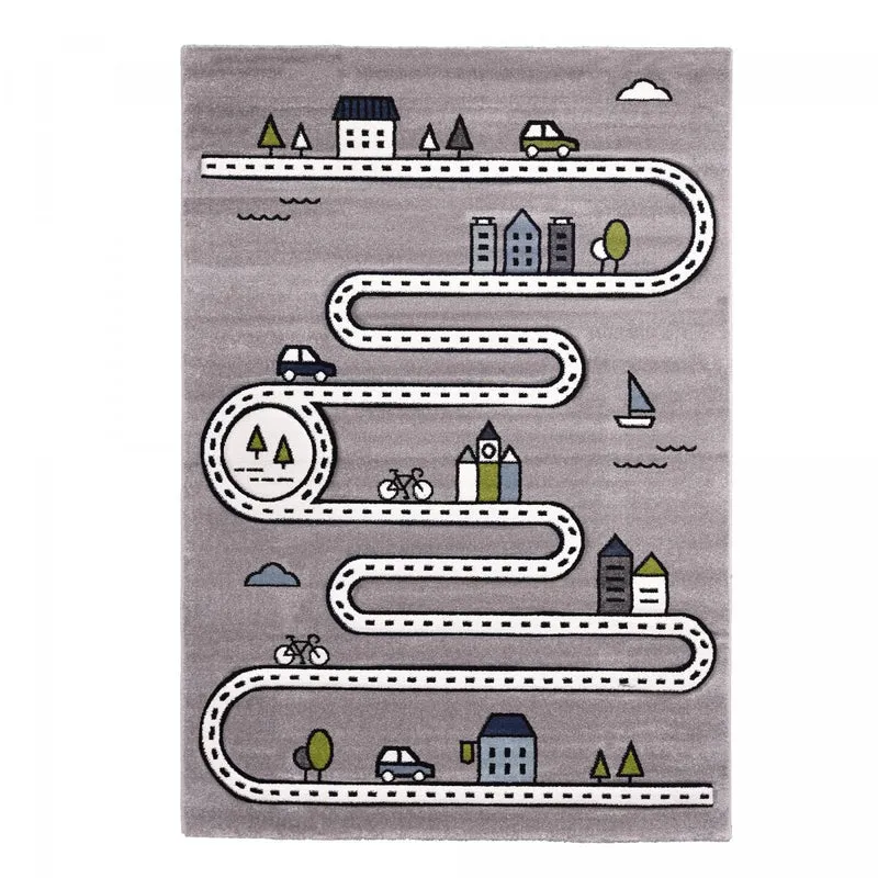 Tapis Enfant Gris Circleroad en Polypropylène 120x170 cm – Jadorel