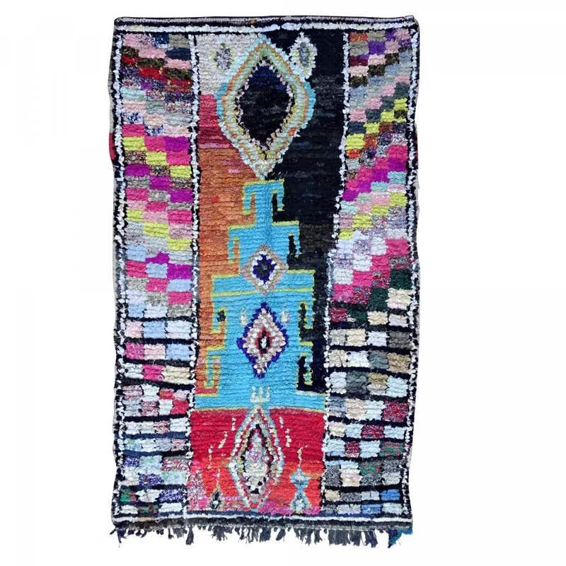 Tapis Boucharouette Multicolore en Tissu Recyclé 150x240 cm – Royaume du Tapis