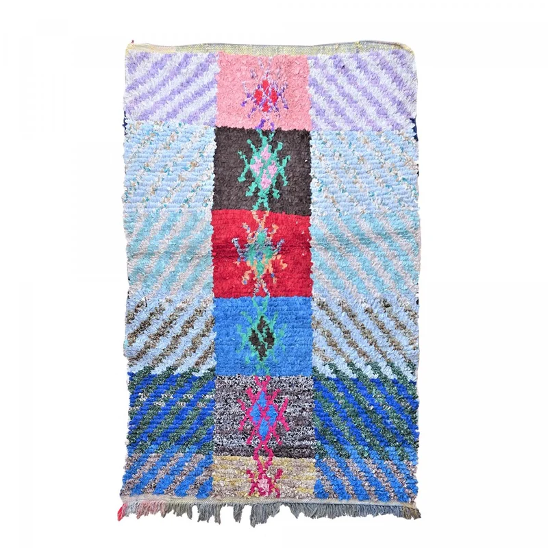 Tapis Boucharouette Multicolore en Tissu Recyclé 125x195 cm – Royaume du Tapis