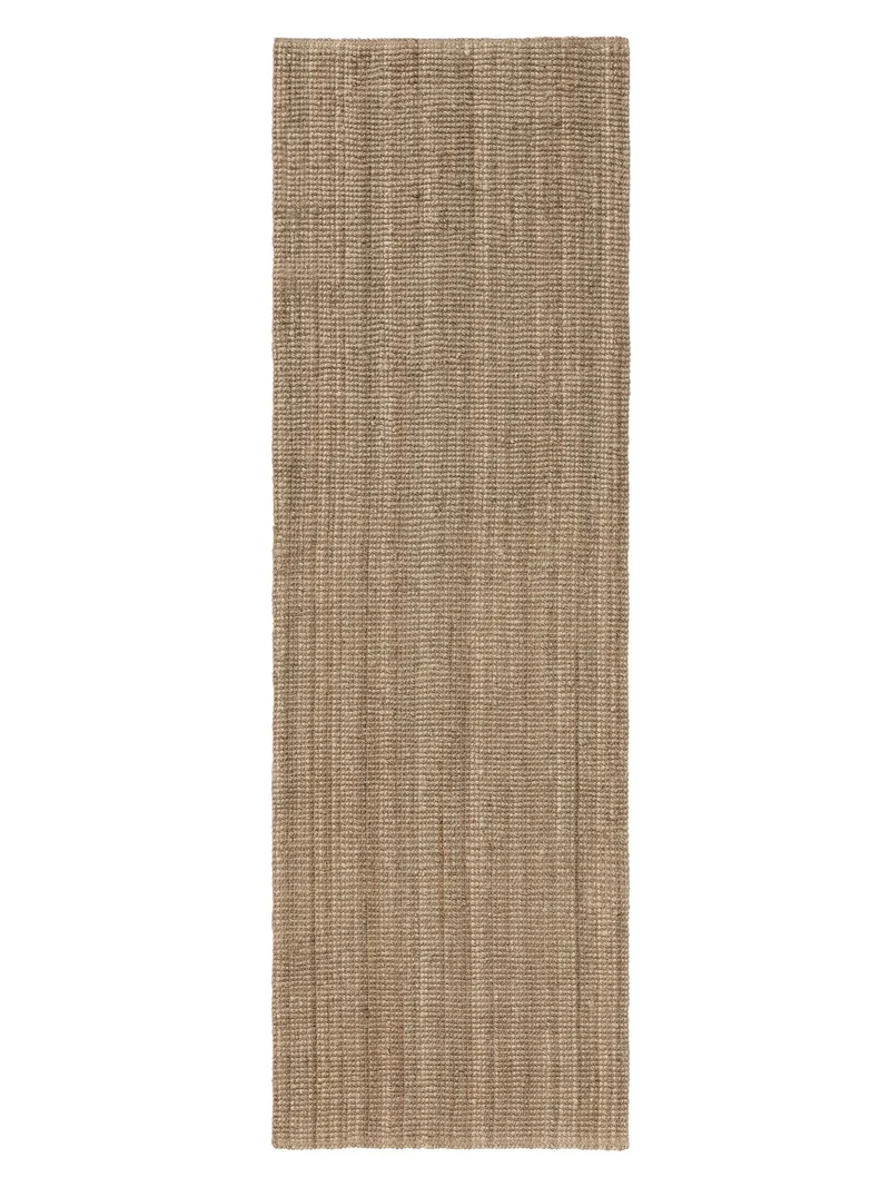 Tapis scandinave uni de couloir marron en jute 80x300 cm