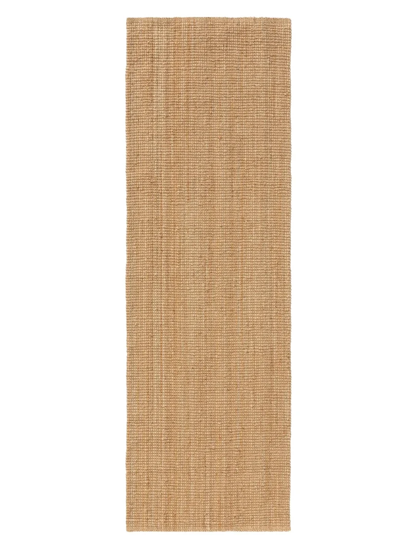 Tapis scandinave uni de couloir beige naturel en jute 70x200 cm