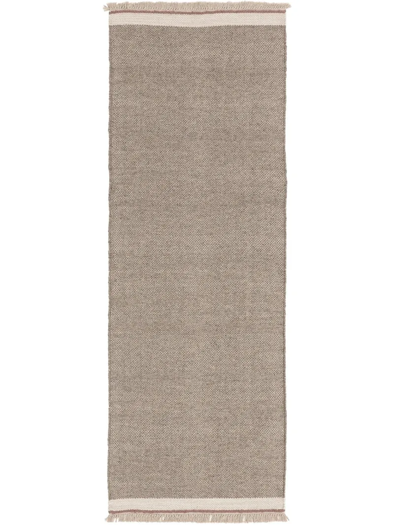Tapis bohème inspiration scandinave de couloir gris 70x200 cm