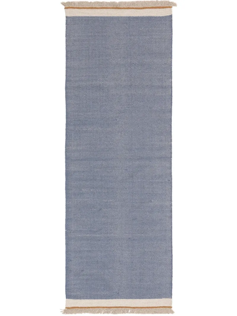 Tapis bohème inspiration scandinave de couloir bleu 70x200 cm