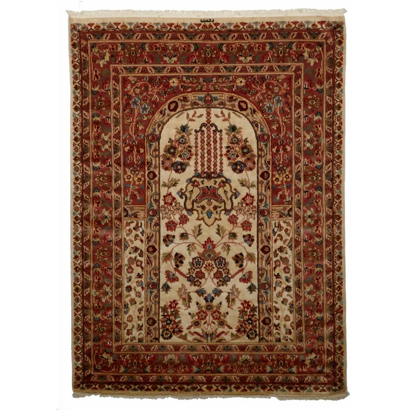 Tapis d'Orient Beige en Soie 125x130 cm – Royaume du Tapis