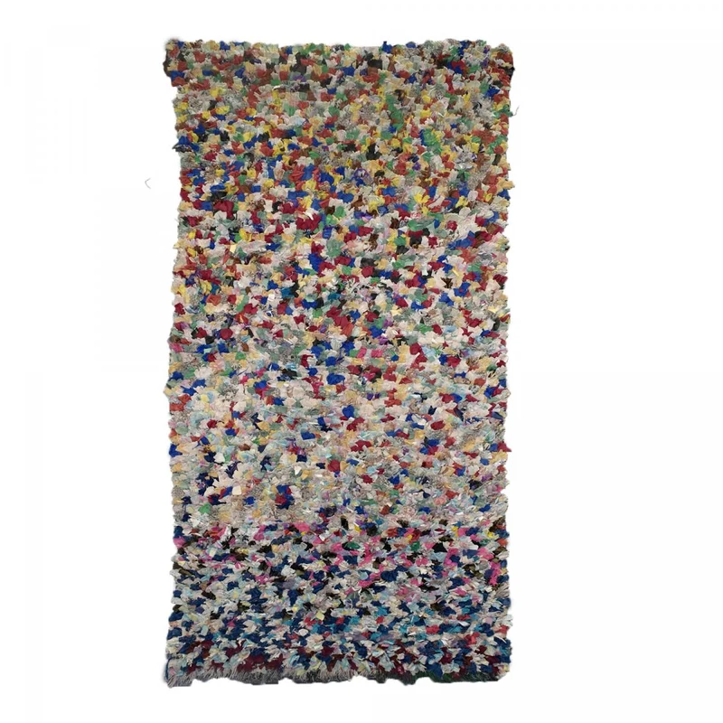 Tapis Boucharouite Multicolore en Tissu Recyclé 100x185 cm – Royaume du Tapis