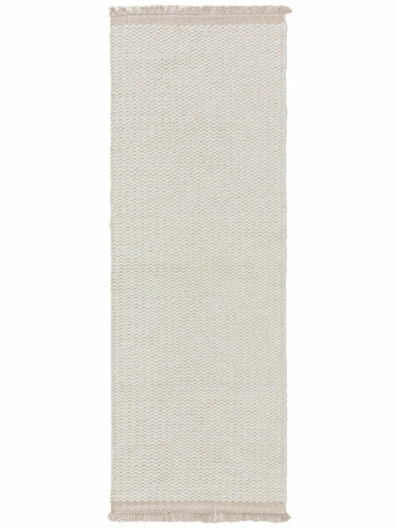 Tapis scandinave uni à franges de couloir crème 70x200 cm