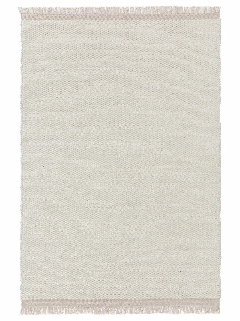 Tapis scandinave uni à franges crème 200x300 cm