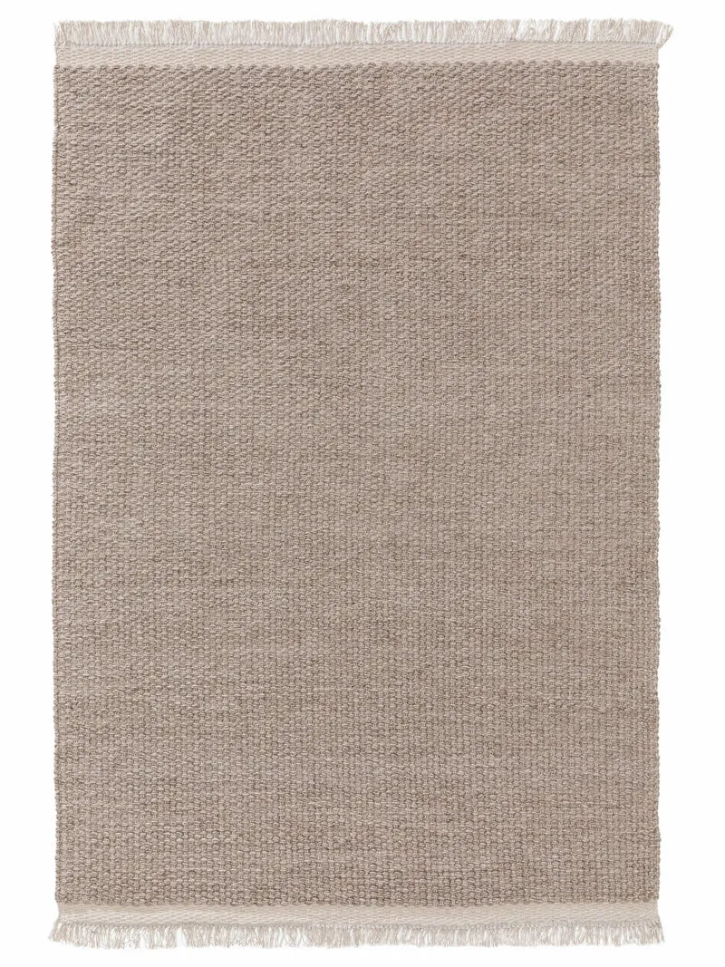 Tapis scandinave uni à franges marron 160x230 cm