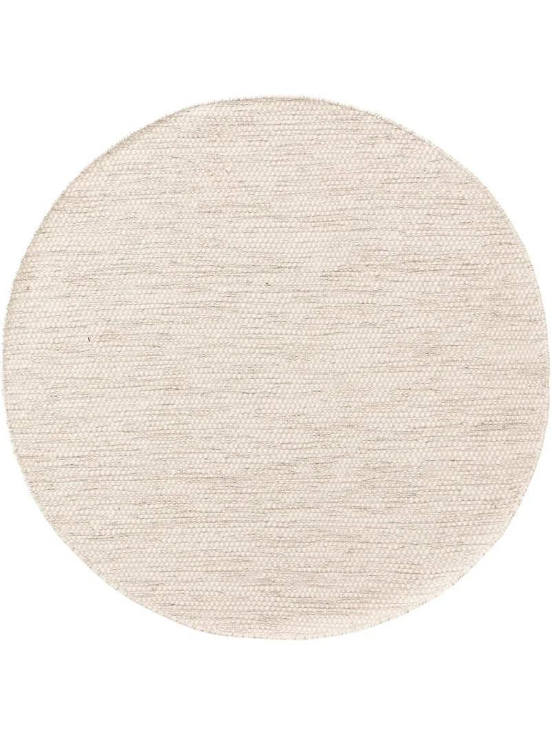 Tapis scandinave chiné rond crème en laine 150 cm de diamètre