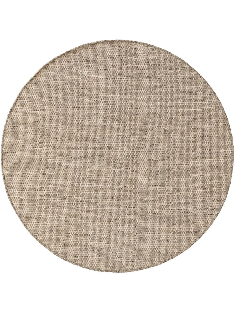 Tapis scandinave chiné rond taupe en laine 100 cm de diamètre