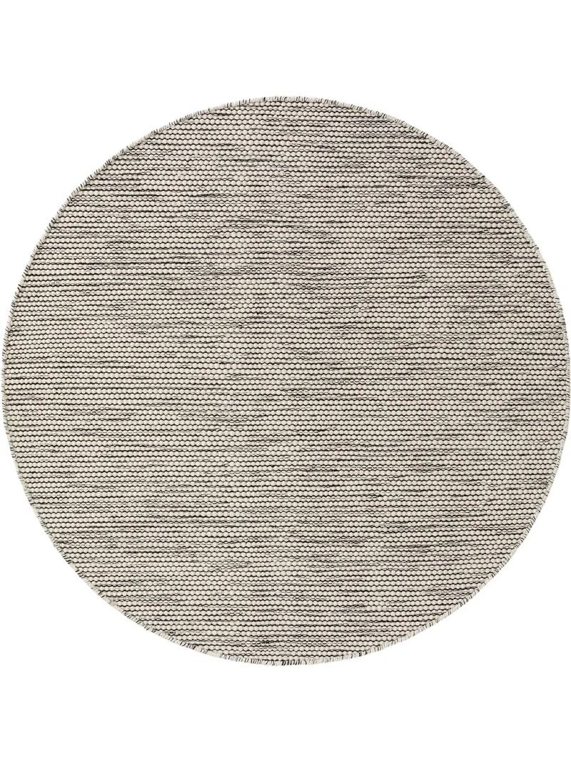 Tapis scandinave chiné rond beige et noir en laine 150 cm de diamètre