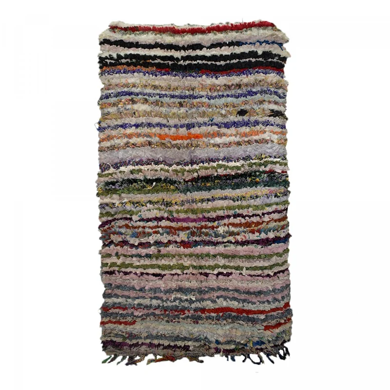 Tapis Boucharouite Multicolore en Tissu Recyclé 105x170 cm – Royaume du Tapis