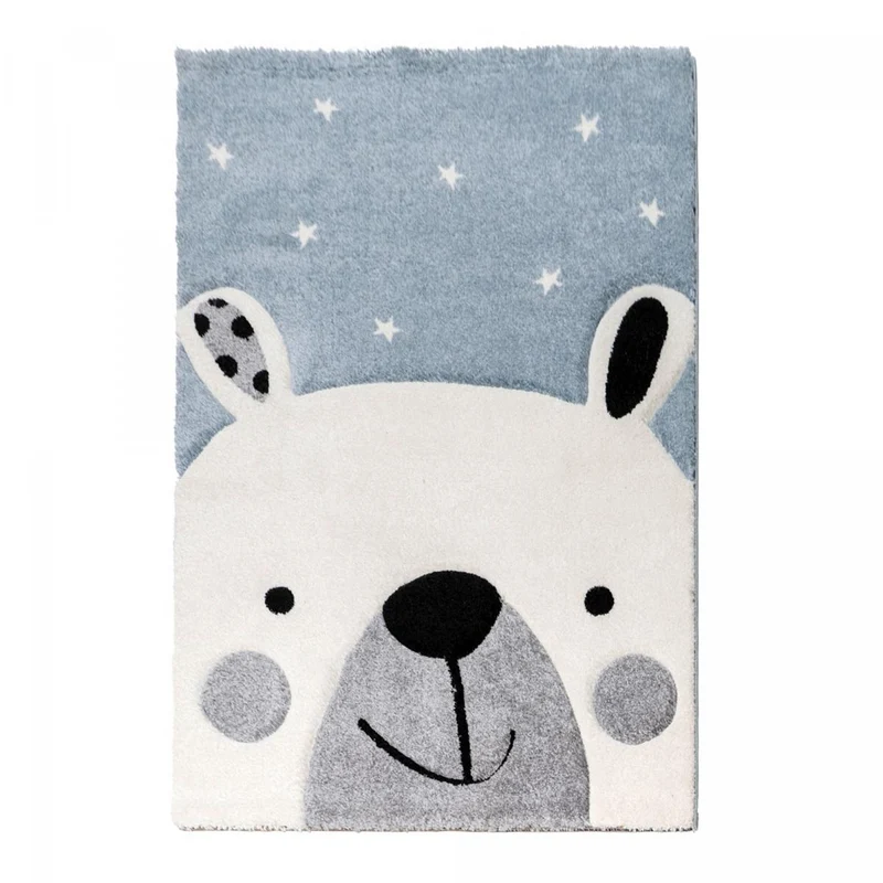 Tapis Enfant Bleu Motif Ours Ourim 120x170 cm – Jadorel