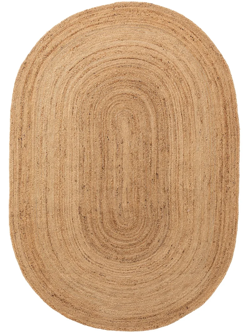 Tapis scandinave ovale marron clair en jute 160x230 cm