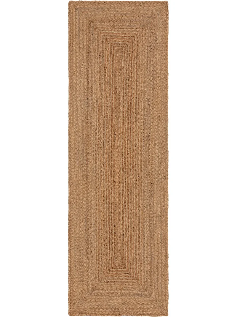 Tapis scandinave de couloir marron clair en jute 80x250 cm