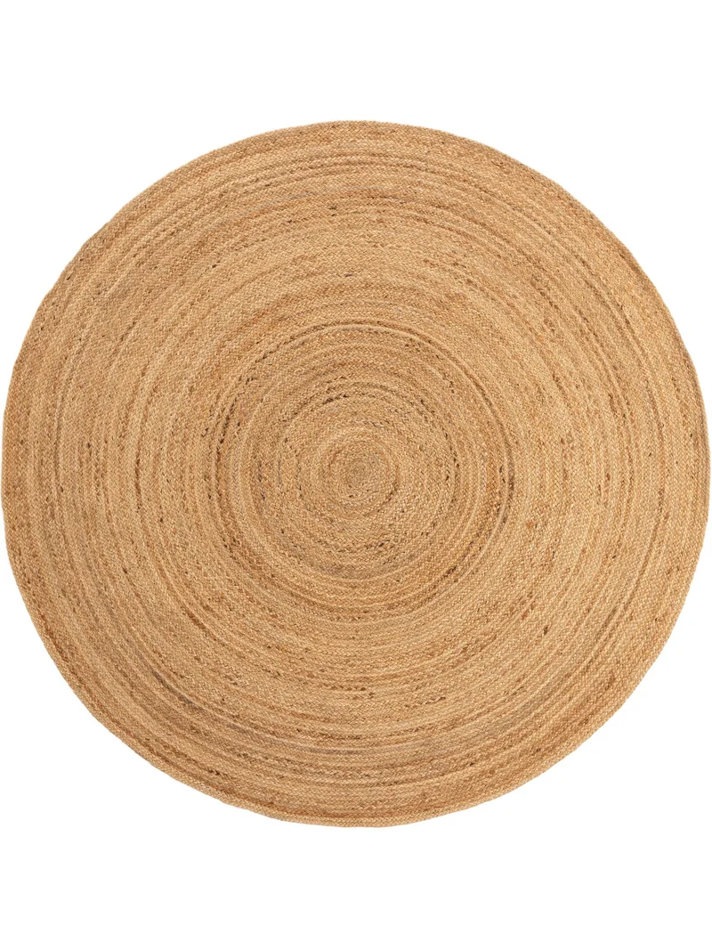 Tapis scandinave rond marron clair en jute 90 cm de diamètre