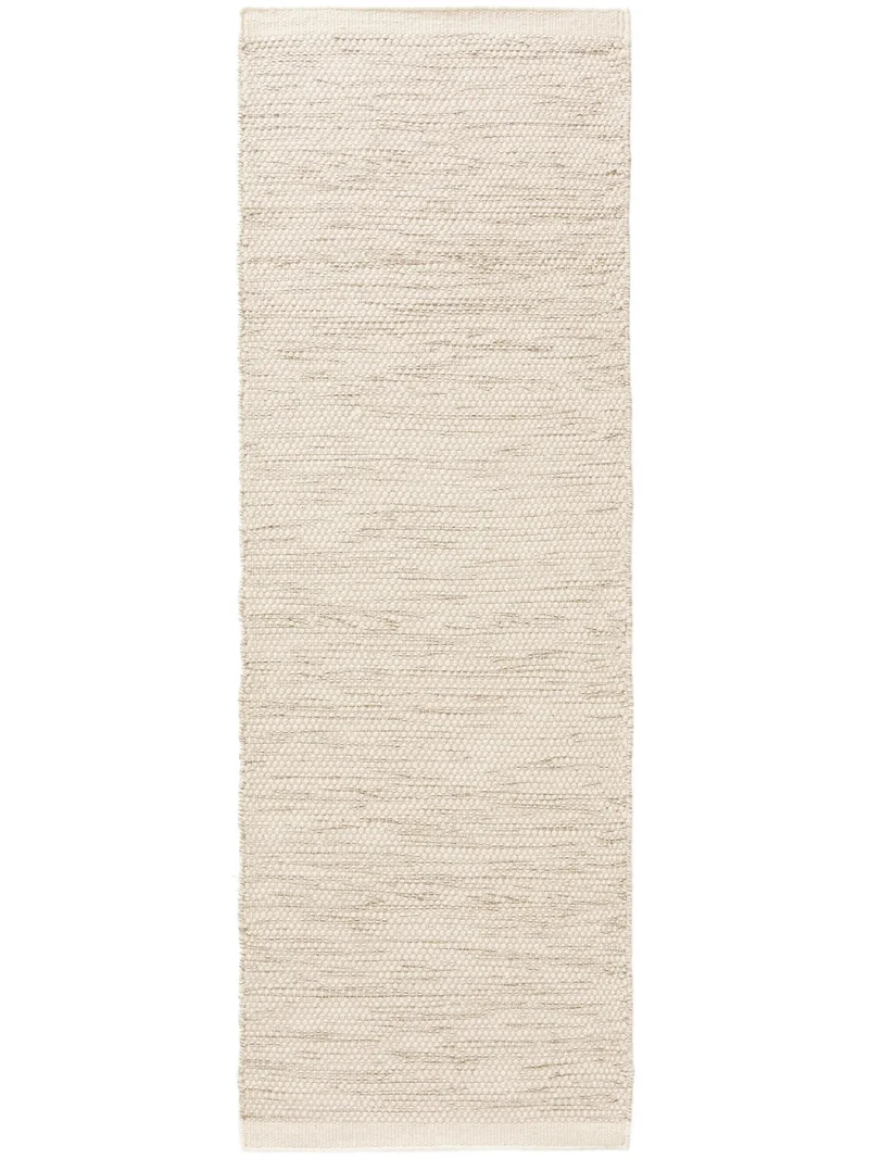Tapis scandinave chiné descente de lit crème en laine 80x250 cm
