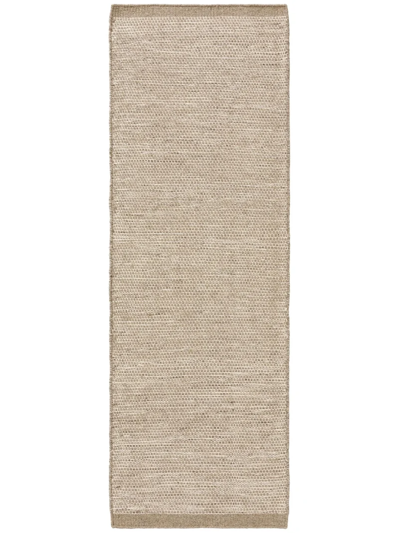 Tapis scandinave chiné descente de lit taupe en laine 80x250 cm