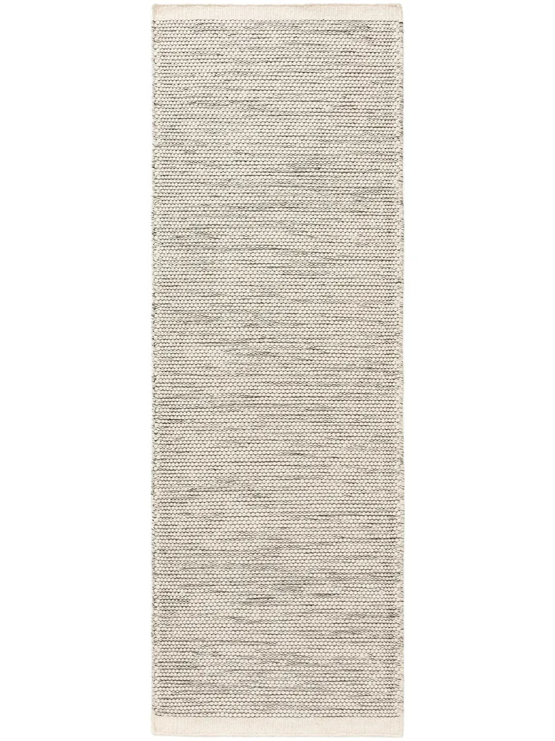 Tapis scandinave chiné descente de lit beige et noir en laine 80x250 cm