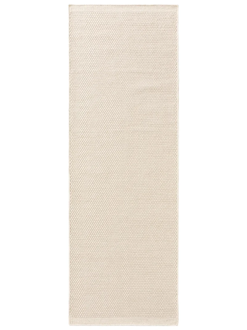 Tapis scandinave uni descente de lit blanc en laine 70x200 cm