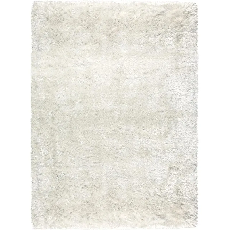 Tapis Shaggy Blanc en Polyester 140x200 cm – Ligne Pure