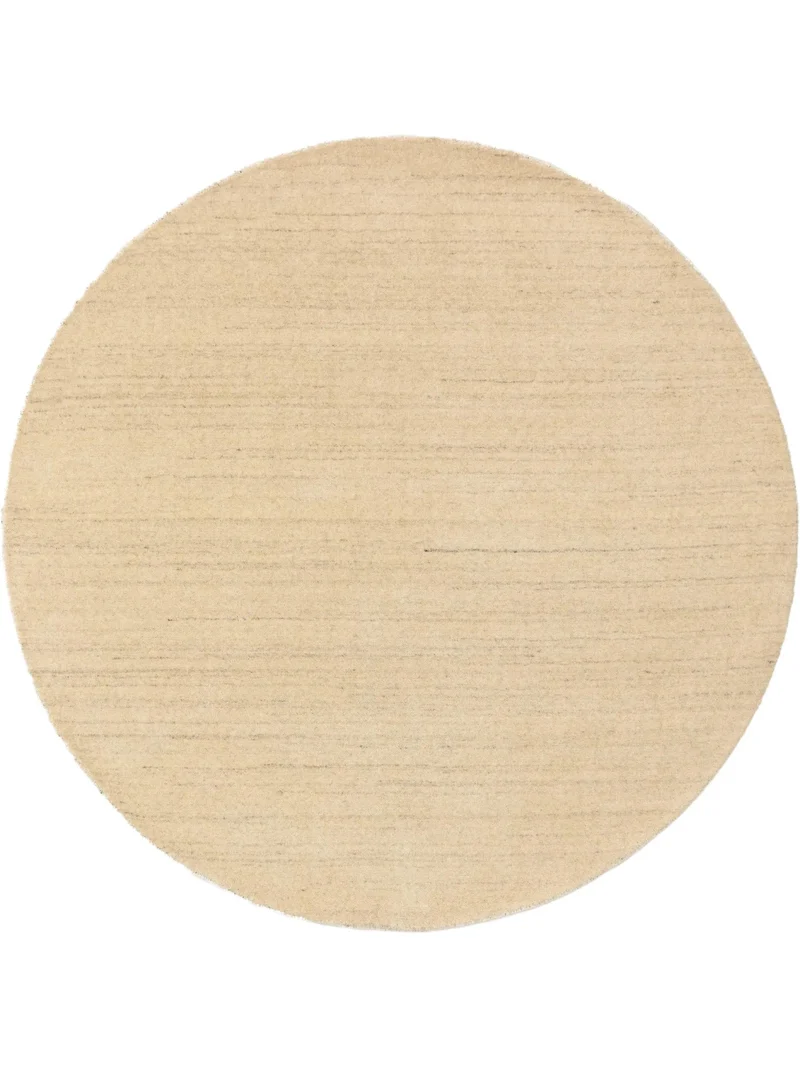 Tapis moderne chiné rond crème en laine 160 cm de diamètre