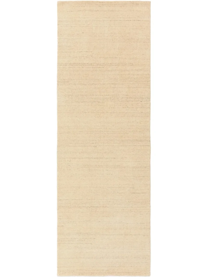 Tapis moderne chiné descente de lit crème en laine 70x200 cm